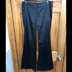 Paris Blues Size 11 wet look silky black with gold speckles flared bootcut pants